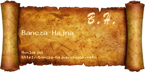 Bancza Hajna névjegykártya